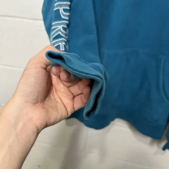 Supreme Sleeve Embroidery Hooded Sweatshirt “Dark Aqua” SS18